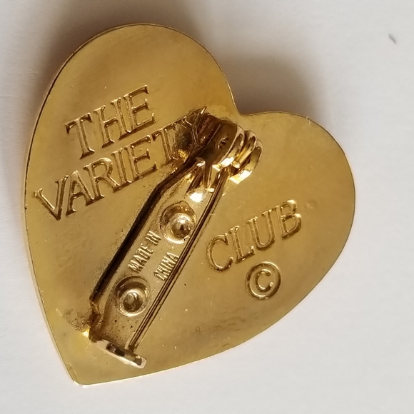 Vintage brooch The Variety Club heart with handprint broach pin gold tone - Picture 4 of 8